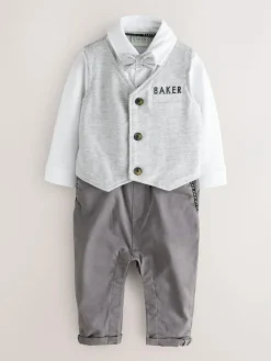 Hot Baker by Ted Baker Grey Smart Bow Tie Rompersuit