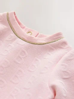 Online Baker by Ted Baker Jacquard Embossed Mesh Hem Dress Pink