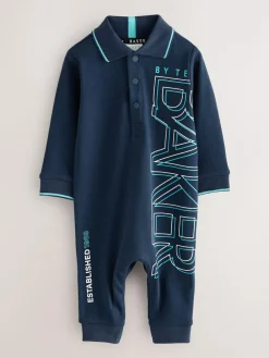 Baker by Ted Baker Navy Long Sleeve Graphic Romper^ Rompers & Overalls