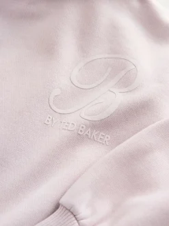 Best Baker by Ted Baker Oversized Satin Appliqué Back Print Pink/White Hoodie