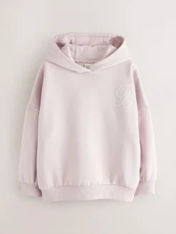 Best Baker by Ted Baker Oversized Satin Appliqué Back Print Pink/White Hoodie