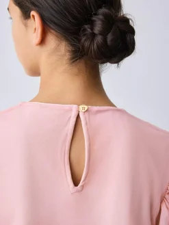 Baker by Ted Baker Pink 2 Piece Sequin Mesh Top & Ruffle Tier Skirt Set^ Shorts & Skirts