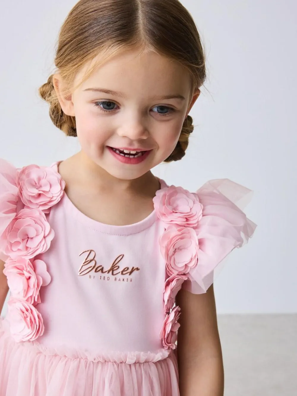 Discount Baker by Ted Baker Pink 3D Corsage Mesh Tier Dress