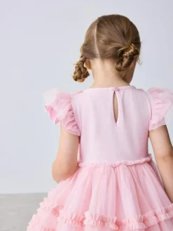 Discount Baker by Ted Baker Pink 3D Corsage Mesh Tier Dress