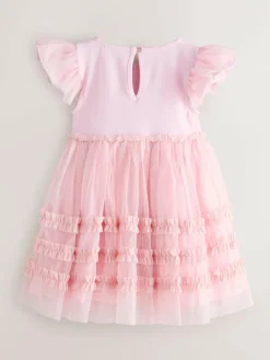 Discount Baker by Ted Baker Pink 3D Corsage Mesh Tier Dress