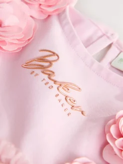 Discount Baker by Ted Baker Pink 3D Corsage Mesh Tier Dress