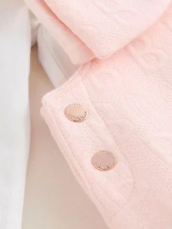 Hot Baker by Ted Baker Pink Jacquard Bow Dungarees & T-Shirt Set