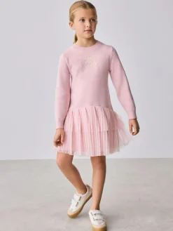 Best Baker by Ted Baker Pink Knitted Mesh Tulle Hem Dress