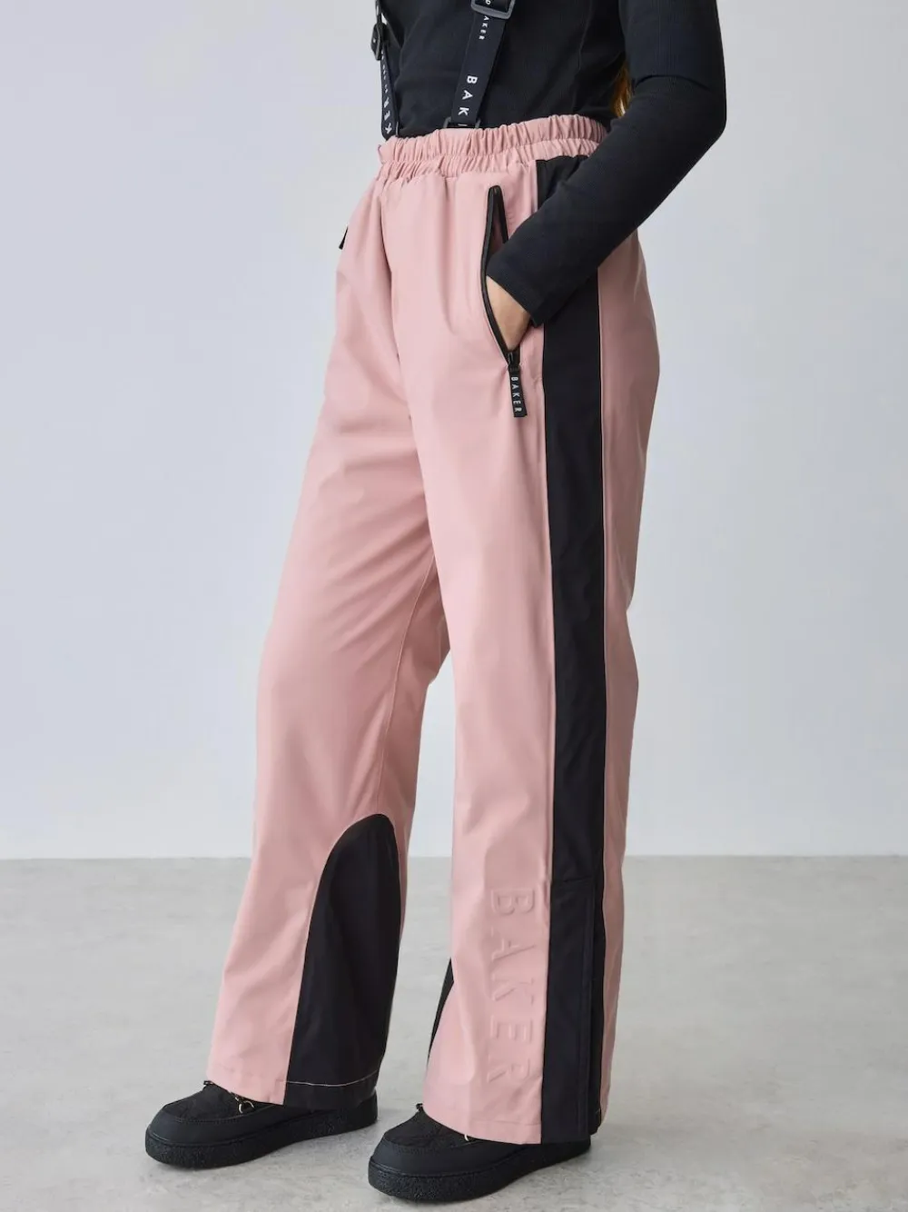 Baker by Ted Baker Pink Waterproof Logo-Tape Padded Ski Salopettes Trousers^ Pants & Leggings|Pants & Leggings