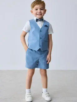 Online Baker by Ted Baker Shirt Waistcoat and Shorts Set Blue