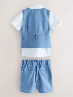 Online Baker by Ted Baker Shirt Waistcoat and Shorts Set Blue