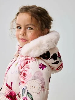 Baker by Ted Baker Shower Resistant Bubble Hem Padded Coat Pink