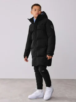 Hot Baker by Ted Baker Shower Resistant Longline Padded Coat Black