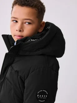 Hot Baker by Ted Baker Shower Resistant Longline Padded Coat Black