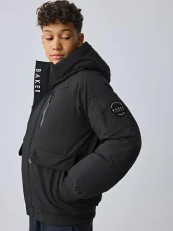 Hot Baker by Ted Baker Shower Resistant Padded Bomber Black Coat