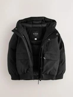 Hot Baker by Ted Baker Shower Resistant Padded Bomber Black Coat