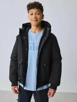 Hot Baker by Ted Baker Shower Resistant Padded Bomber Black Coat