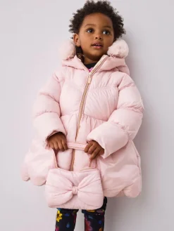 Baker by Ted Baker Shower Resistant Scallop Padded Coat With Detachable Bag Pink