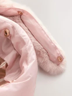 Baker by Ted Baker Shower Resistant Scallop Padded Coat With Detachable Bag Pink