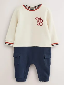 Baker by Ted Baker Stone Navy Red Varsity Romper^ Rompers & Overalls