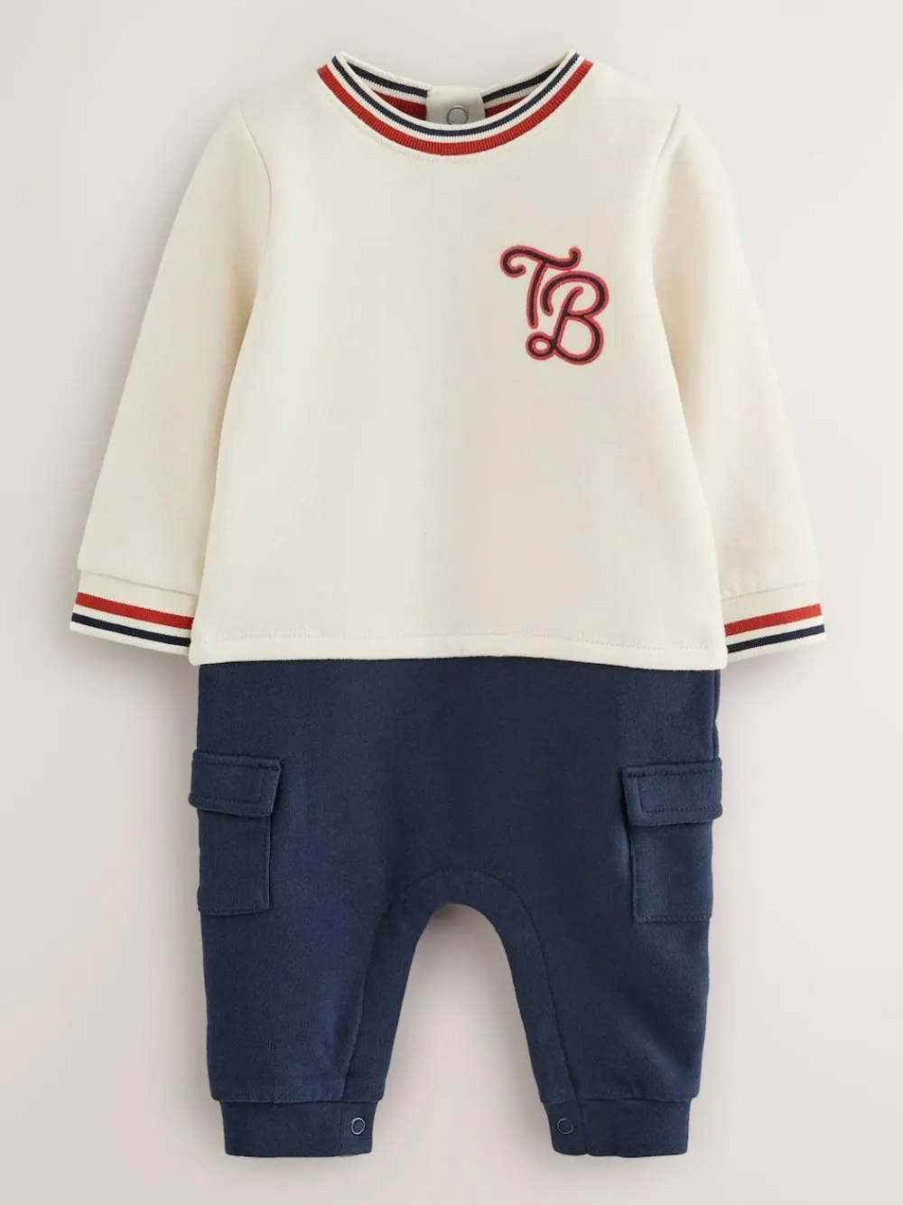 Baker by Ted Baker Stone Navy Red Varsity Romper^ Rompers & Overalls