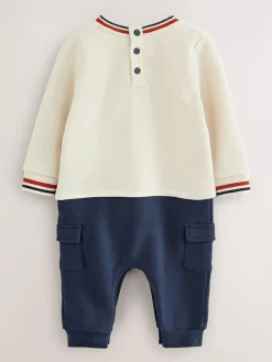 Baker by Ted Baker Stone Navy Red Varsity Romper^ Rompers & Overalls