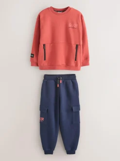 Best Baker by Ted Baker Sweatshirt and Cargo Joggers Set Red