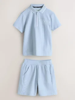 Sale Baker by Ted Baker Textured Polo Shirt and Shorts Set Blue