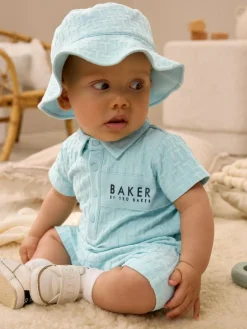 Baker by Ted Baker Textured Romper and Hat Set^ Rompers & Overalls
