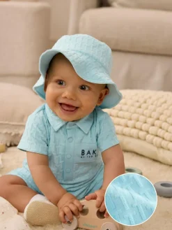 Baker by Ted Baker Textured Romper and Hat Set^ Rompers & Overalls