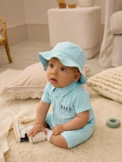 Baker by Ted Baker Textured Romper and Hat Set^ Rompers & Overalls