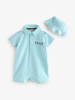 Baker by Ted Baker Textured Romper and Hat Set^ Rompers & Overalls