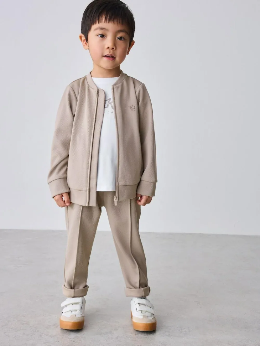 Baker by Ted Baker Textured Stone Jacket T-Shirt and Trousers Set