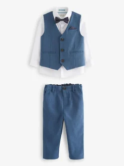 Online Baker by Ted Baker Waistcoat Shirt And Trousers Set Blue