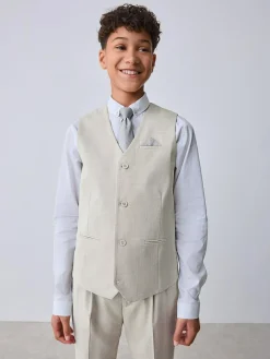 Best Baker by Ted Baker Waistcoat, Shirt And Tie Set Stone