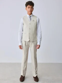 Best Baker by Ted Baker Waistcoat, Shirt And Tie Set Stone