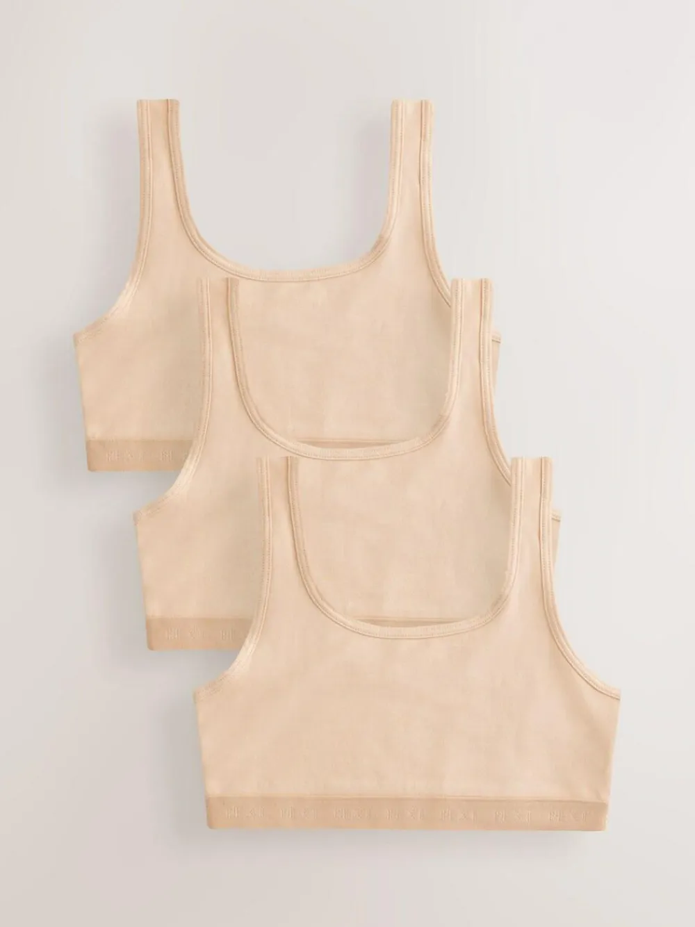 New Next Beige Scoop Crop Tops 3 Pack (5-16yrs)