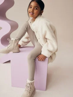 Next Beige Seamless Ribbed High Waist Leggings (3-16yrs)^ Pants & Leggings|Pants & Leggings