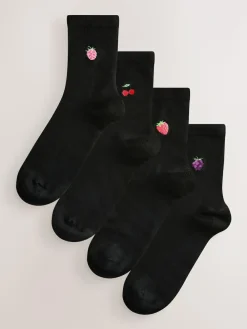 Next Berries Embroidered Motif Ankle Socks 4 Pack^Women Socks & Tights