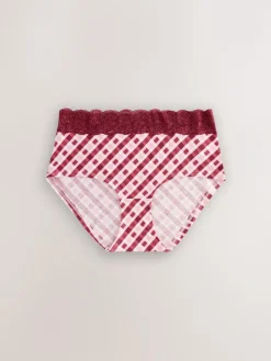 Clearance Next Midi Cotton Lace Knickers 4 Pack Berry Bow Print