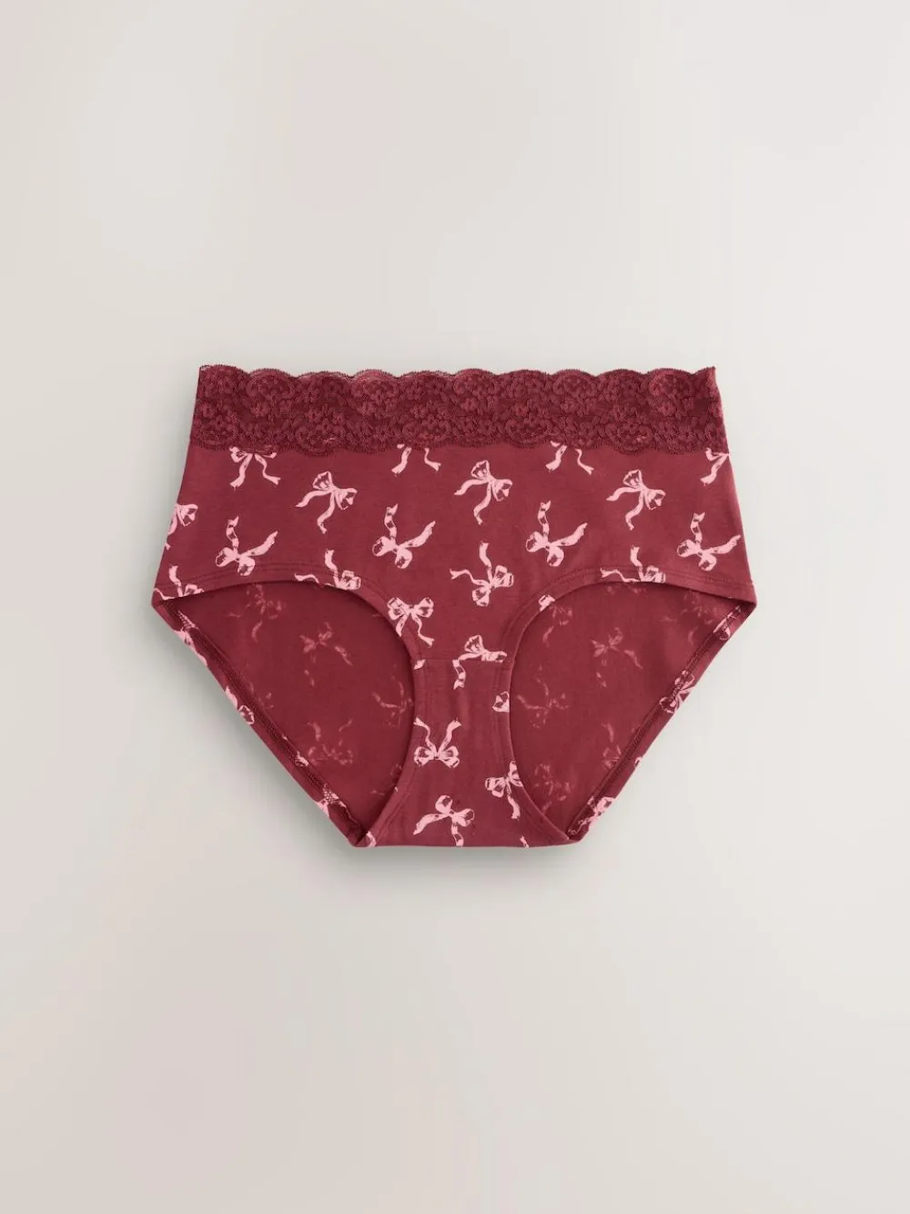 Clearance Next Midi Cotton Lace Knickers 4 Pack Berry Bow Print