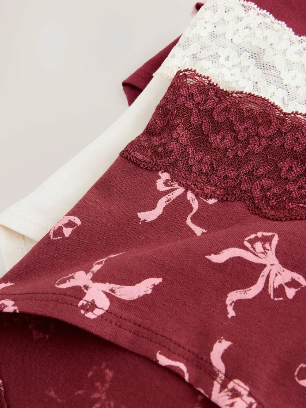 Clearance Next Midi Cotton Lace Knickers 4 Pack Berry Bow Print