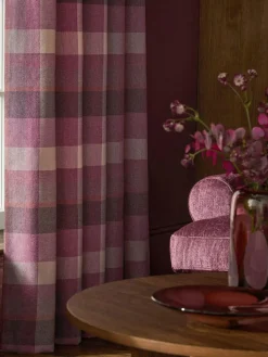 Next Berry Pink Brushed Check Eyelet Lined Curtains^ Curtains & Blinds