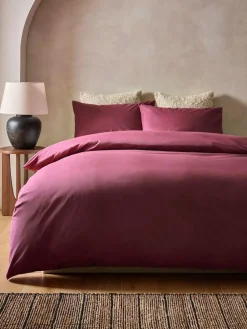 Best Next Berry Pink Cotton Rich Plain Duvet Cover and Pillowcase Set