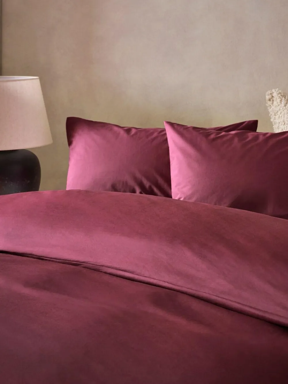 Best Next Berry Pink Cotton Rich Plain Duvet Cover and Pillowcase Set