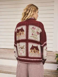 Next Berry Pink House Knit Cardigan^Women Knitwear|Knitwear