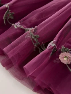 Next Berry Red Embroidered Mesh Party Dress (3mths-8yrs)^ Dresses|Dresses