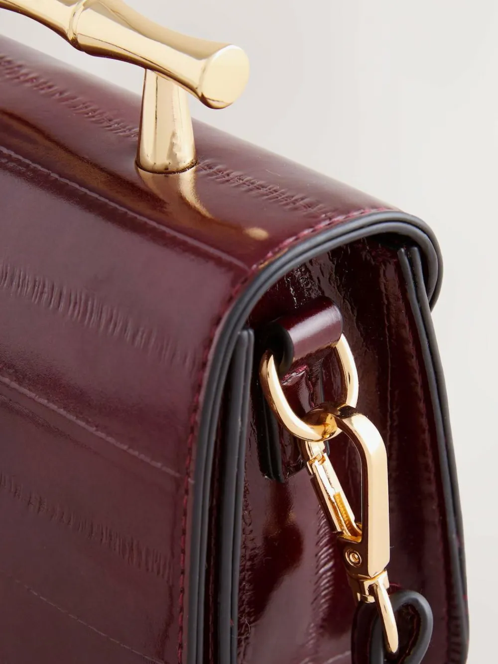 Next Berry Red Gold Hardware Top Handle Bag^Women Bags