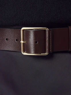 Next N. Premium Made In Italy Wide Leather Belt Berry Red