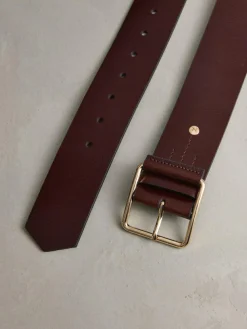 Next N. Premium Made In Italy Wide Leather Belt Berry Red